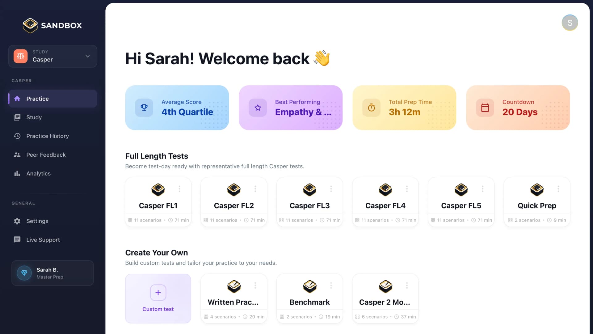 Sandbox dashboard preview